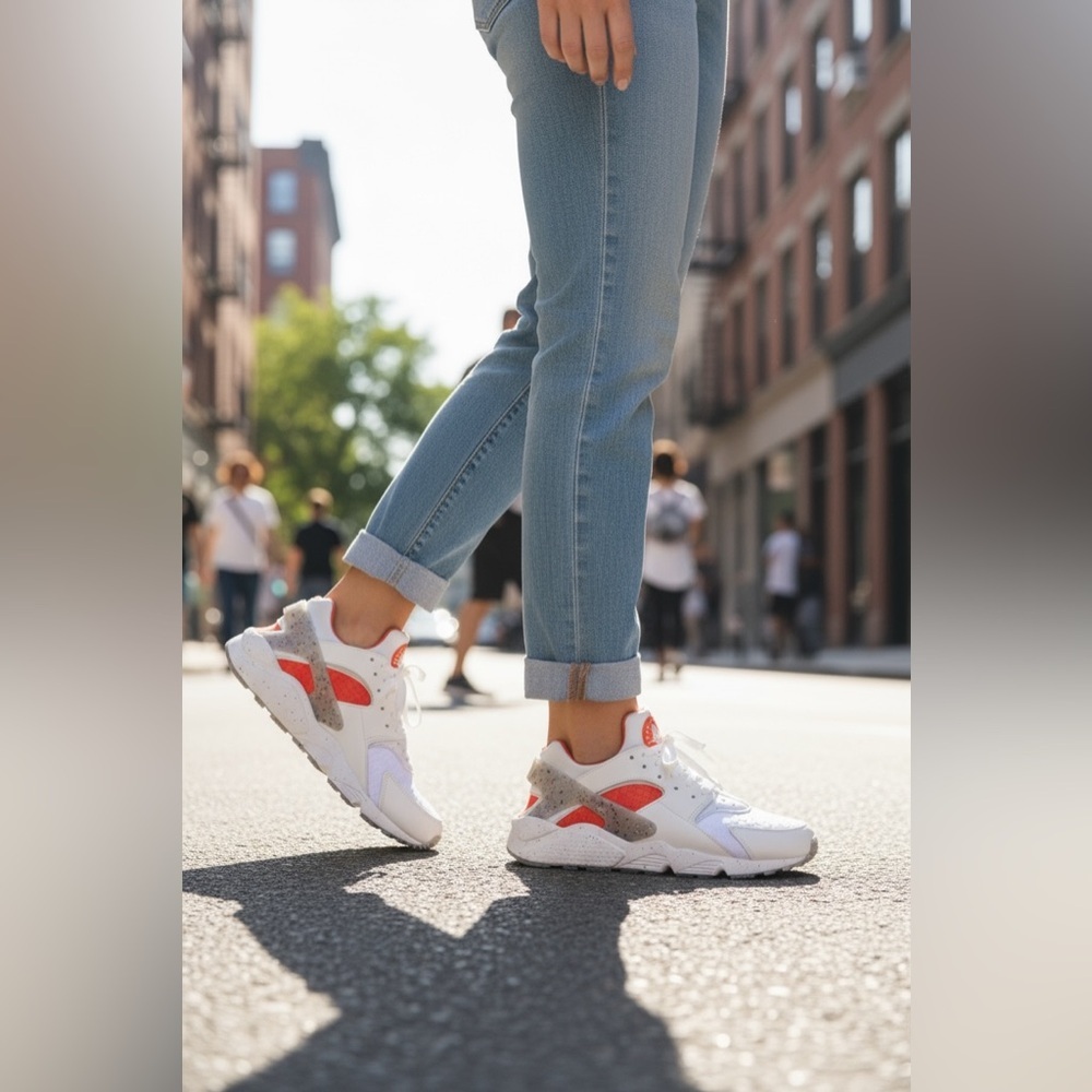 Nike Air Huarache Crater Premium White Orange Women’s‎ Size 8 - Picture 2 of 16